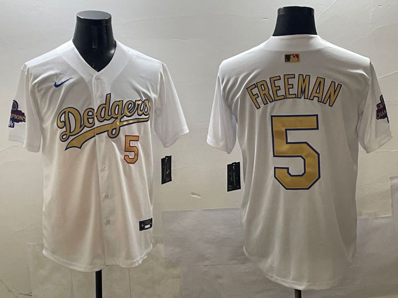 Men Los Angeles Dodgers #5 Freeman White Gold Game 2025 Nike MLB Jersey style 328->los angeles dodgers->MLB Jersey